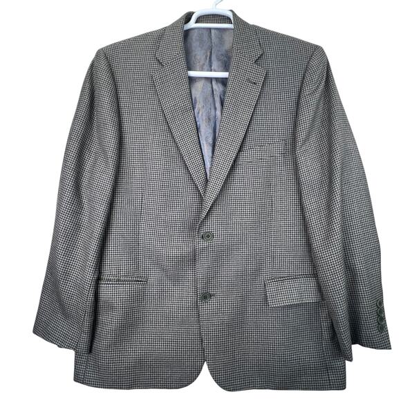 Turnbury Silk & Wool Sports Coat Jacket 44R Houndstooth 2 Button Quiet Luxury